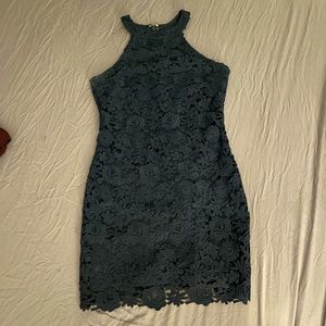 Lulus Love Poem Navy Blue Lace Mini Dress